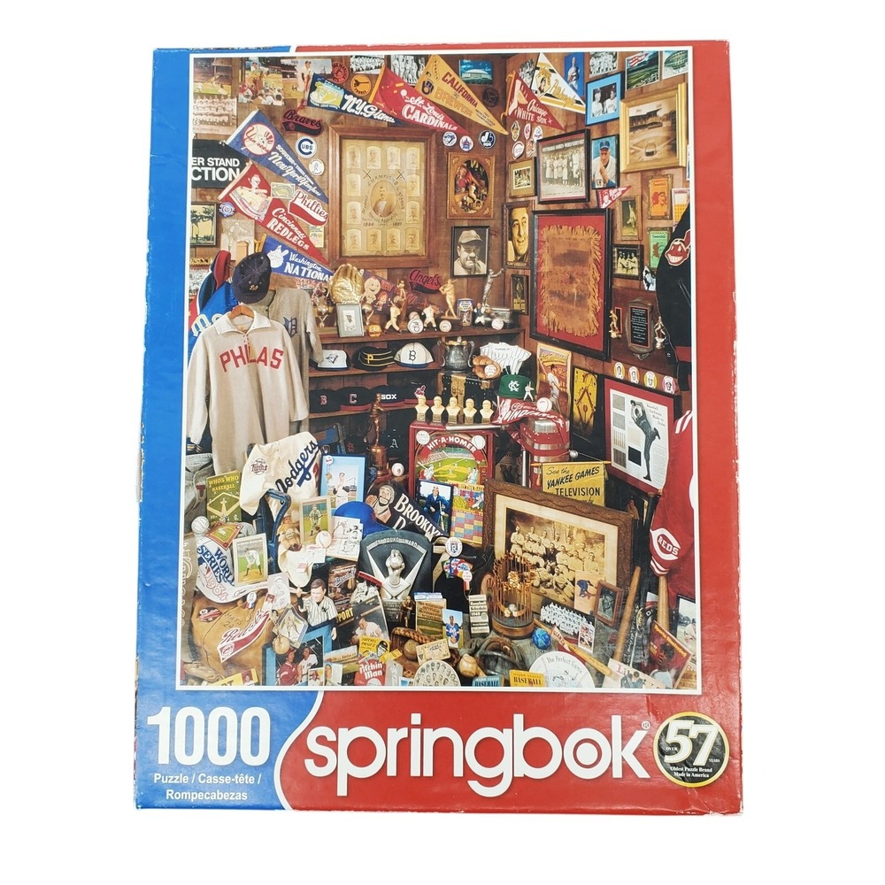 Springbok 1000 Piece Jigsaw Puzzle Collectors Closet Baseball Memorabilia USA